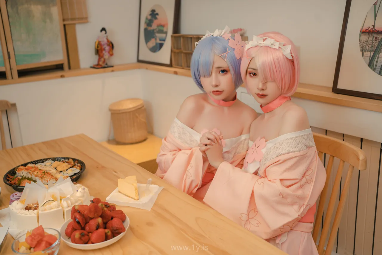 爆机少女喵小吉MiaoXiaoJi NO.047 Ram&Rem In Kimono(从零开始的女体盛宴)