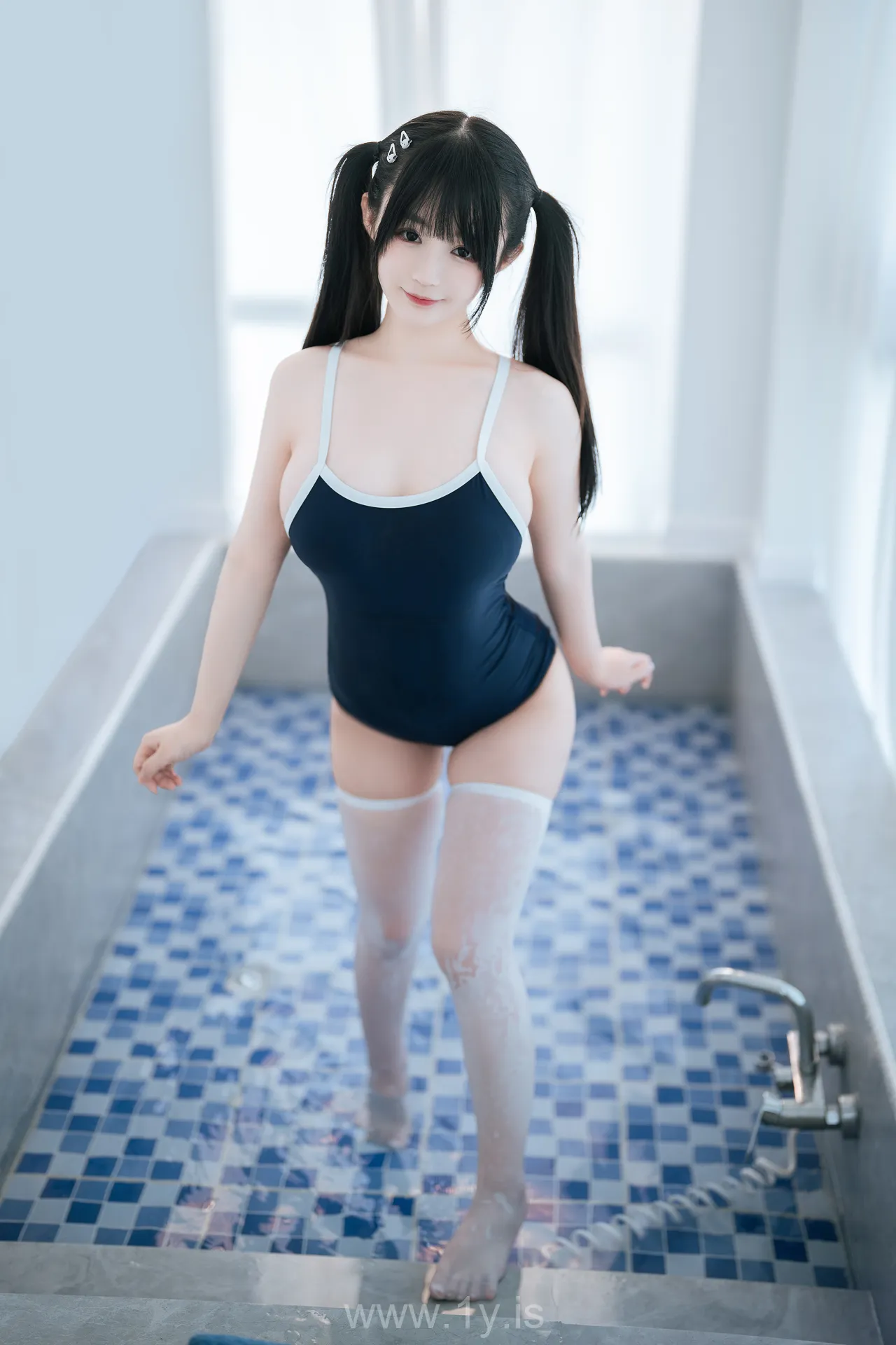 桜井宁宁 NO.064 High school girl in a swimsuit(白丝死库水)