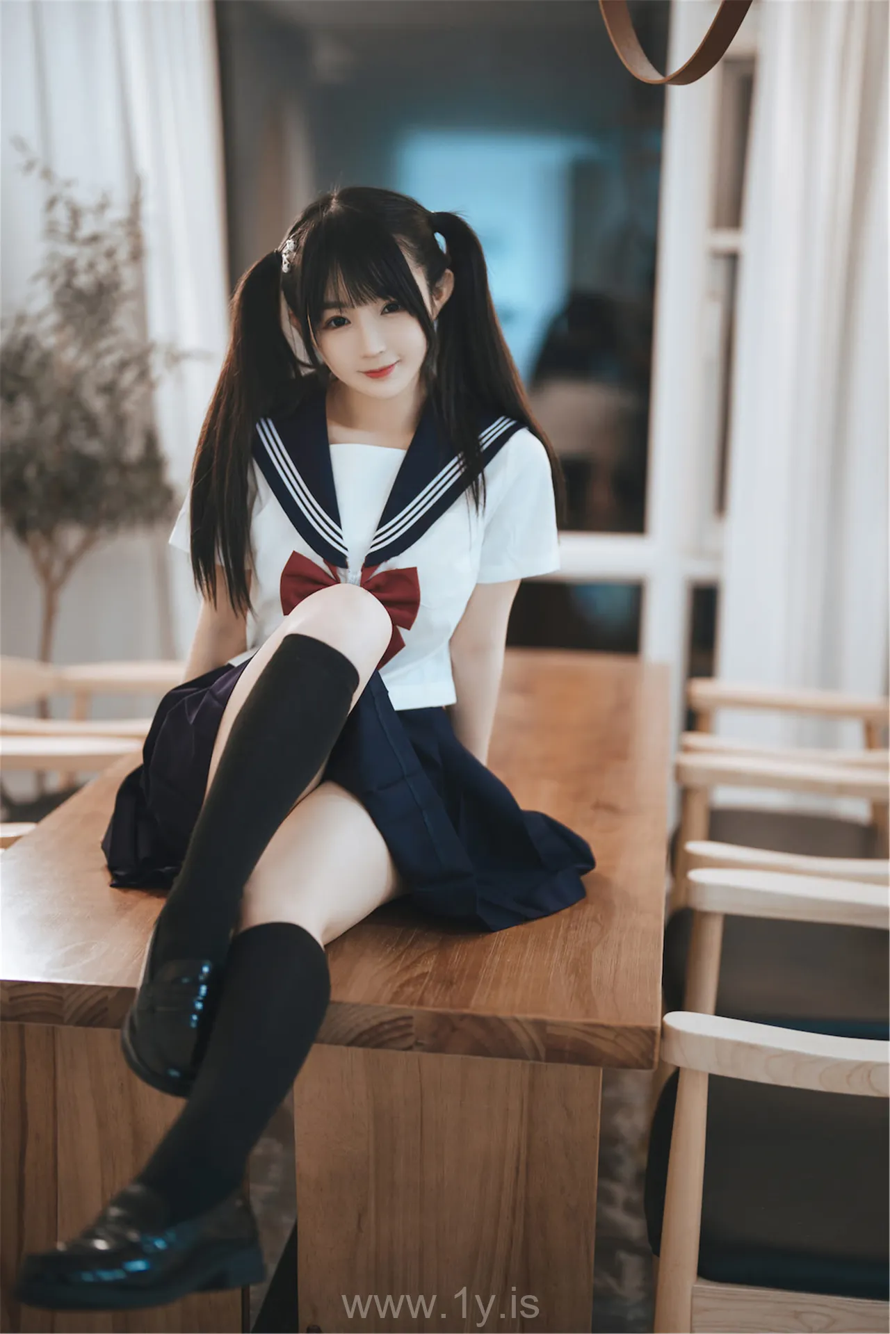 桜井宁宁 NO.066 Young schoolgirl with twin-tailed hair dressed in JK双马尾JK