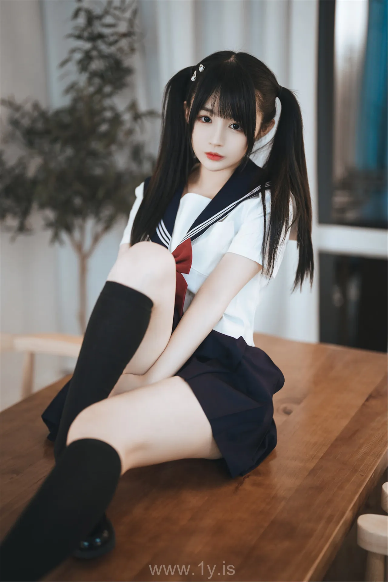 桜井宁宁 NO.066 Young schoolgirl with twin-tailed hair dressed in JK双马尾JK