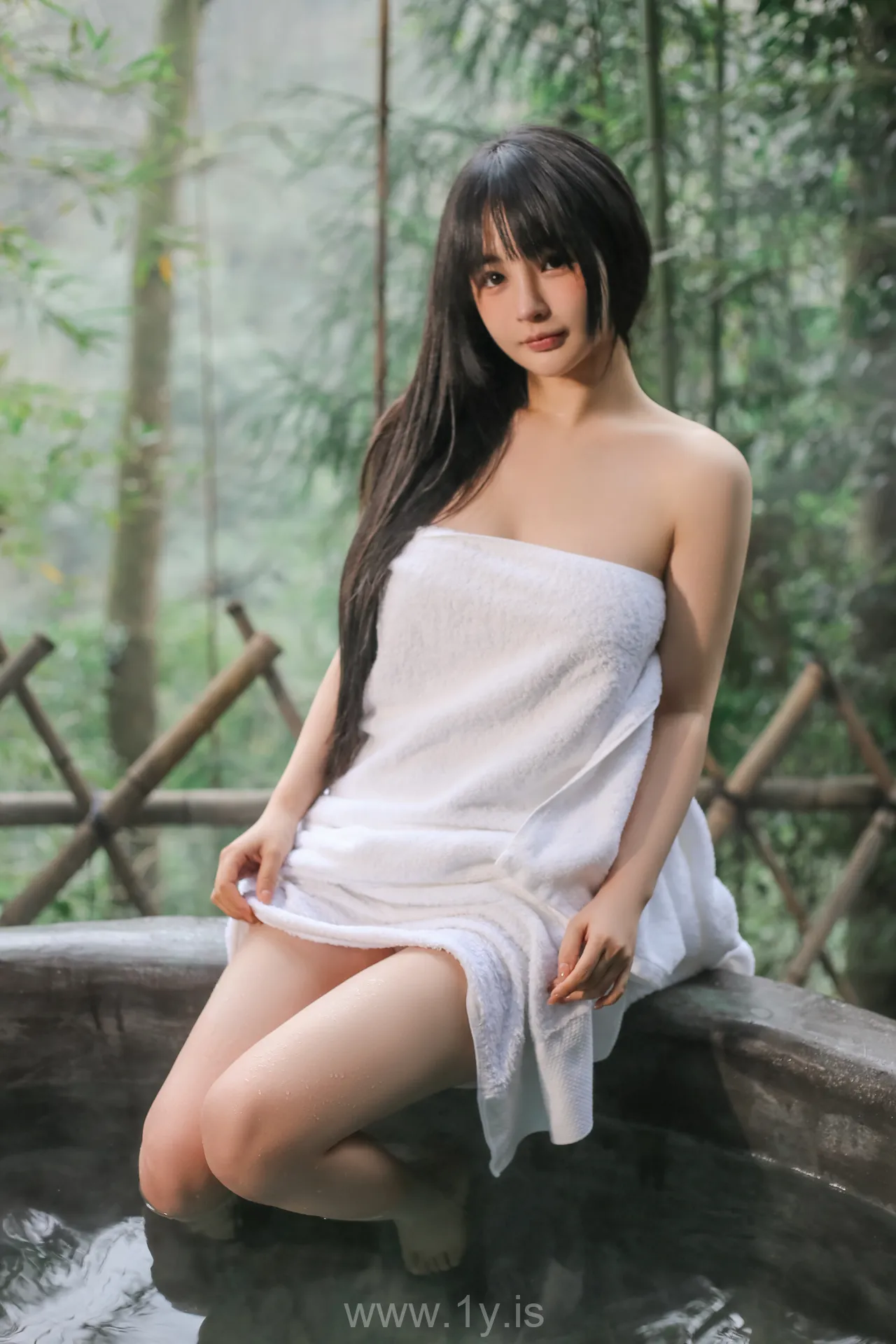 桜井宁宁 NO.074 The slender girl is soaking in a hot spring(温泉绅士版)